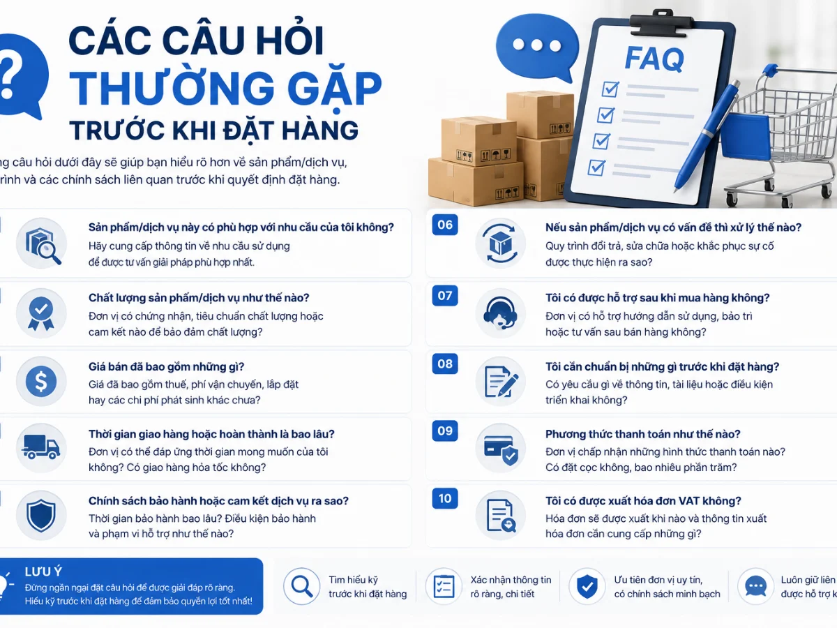 Các câu hỏi thường gặp trước khi đặt hàng