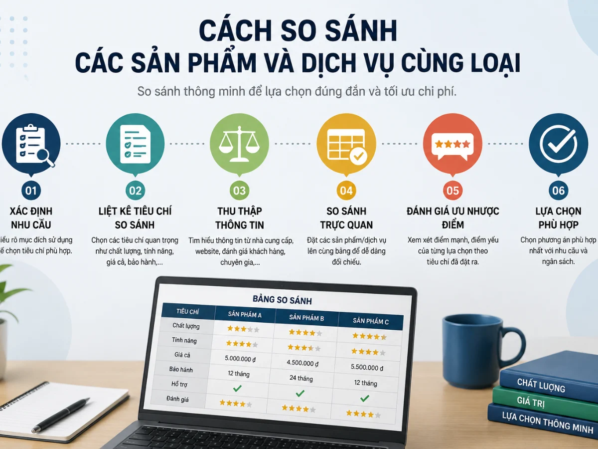 Cách so sánh các sản phẩm và dịch vụ cùng loại