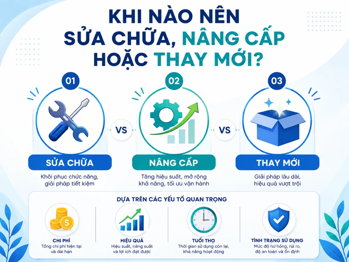 Khi nào nên sửa chữa, nâng cấp hoặc thay mới?