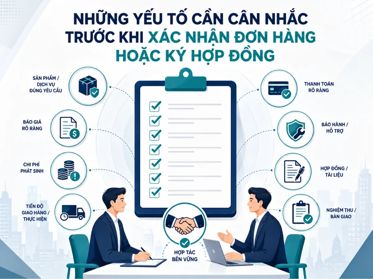 Những yếu tố cần cân nhắc trước khi xác nhận đơn hàng hoặc ký hợp đồng