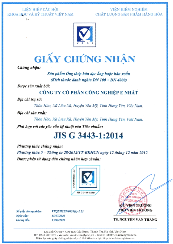 Tiêu chuẩn ống thép hàn xoắn đường kính lớn